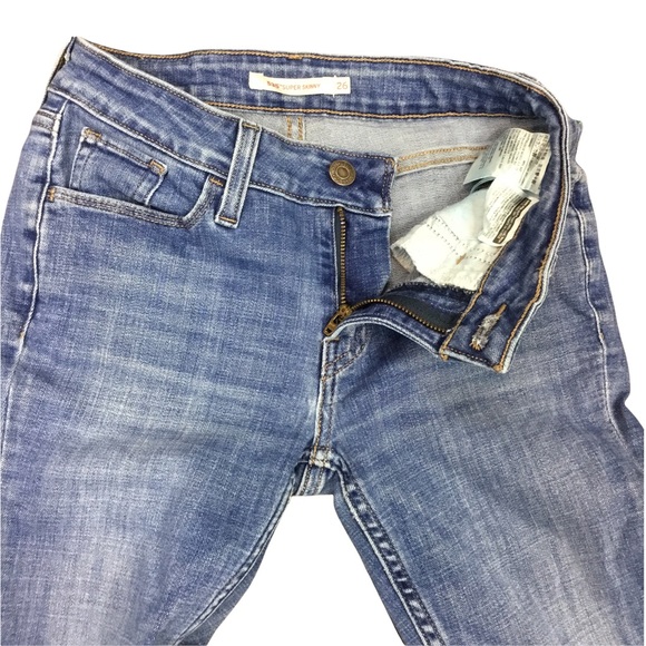 Levi's Women's 535 Super Skinny Denim Jeans Size 26 Distressed Stretchy - Picture 3 of 7